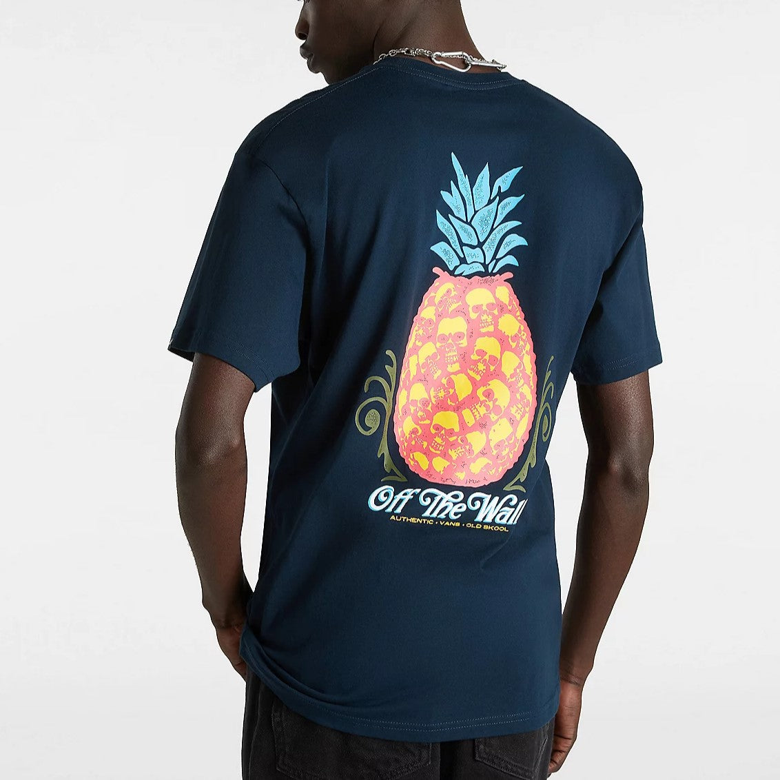 Vans Pineapple Skull Short Sleeve T Shirt Navy Blue