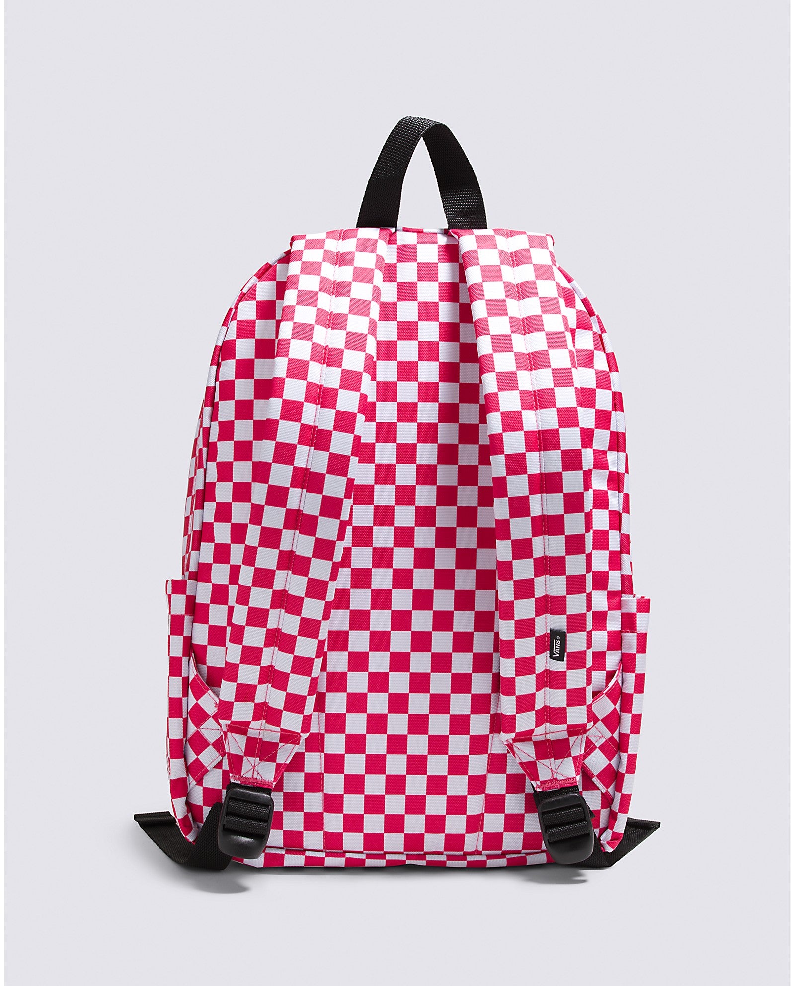 Pink checkered backpack vans hotsell