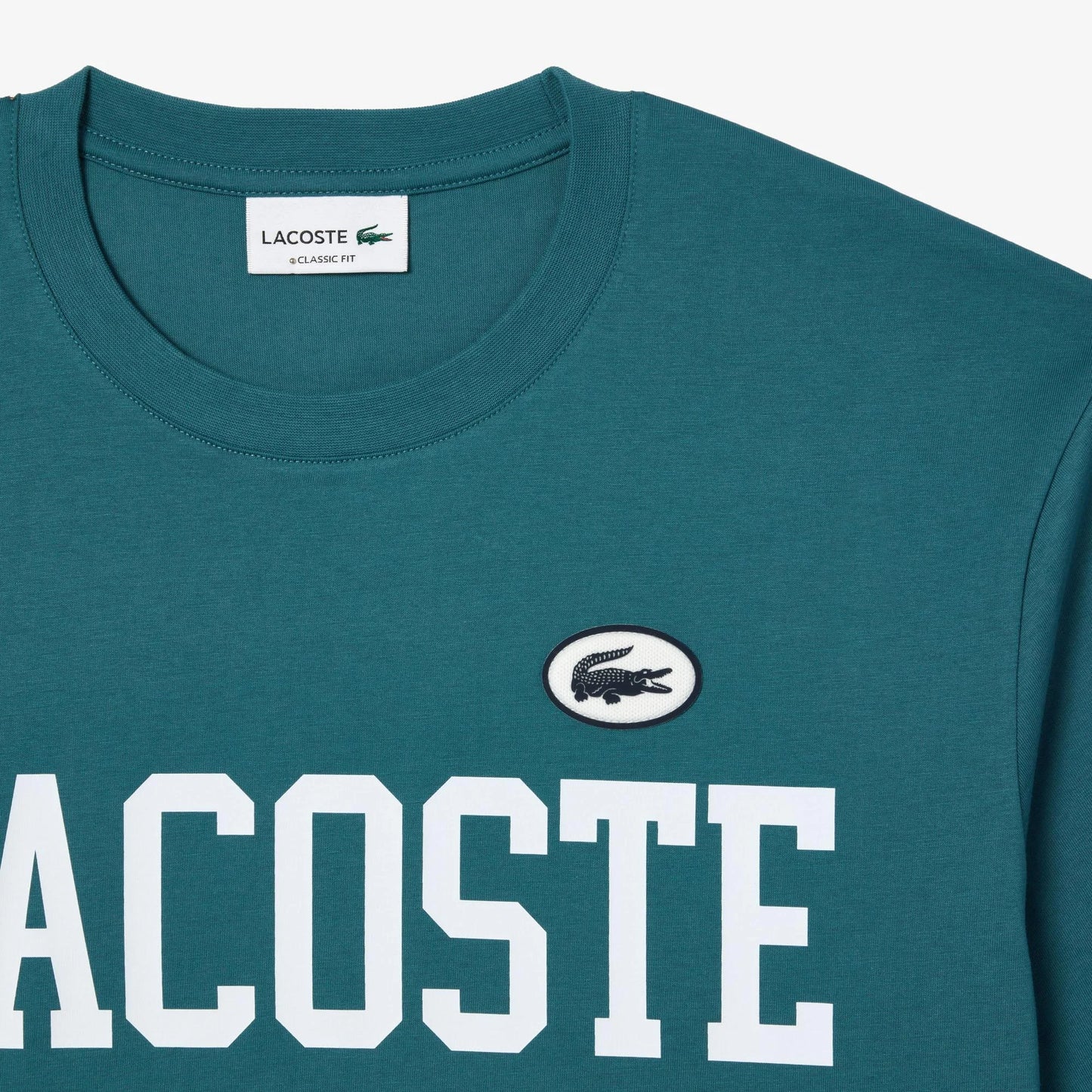 LACOSTE Men's Cotton Contrast Print & Badge T-shirt - Turquoise