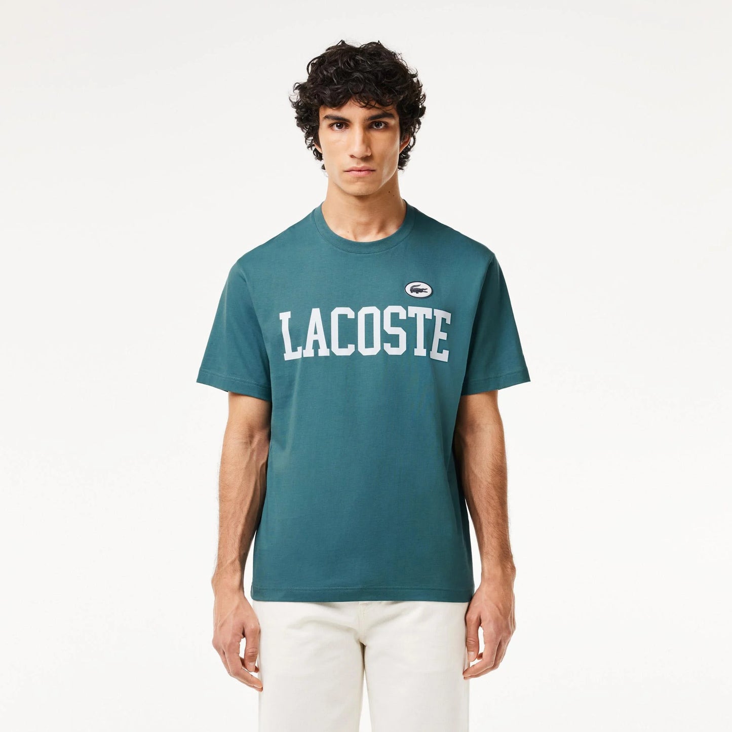 LACOSTE Men's Cotton Contrast Print & Badge T-shirt - Turquoise