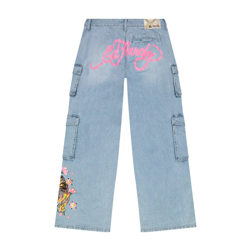 ED HARDY Women Tiger Flowers Cargo Jean