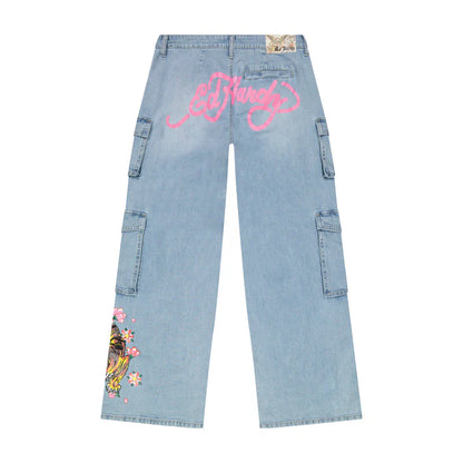 ED HARDY Women Tiger Flowers Cargo Jean