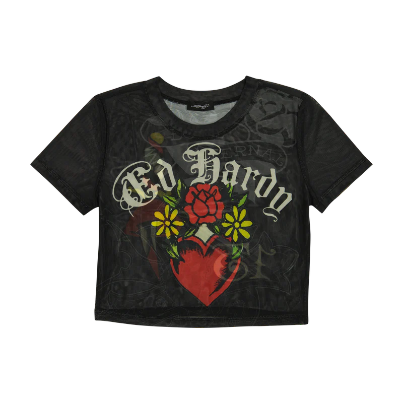 ED HARDY Heart Tiger Power Mesh Baby Tee