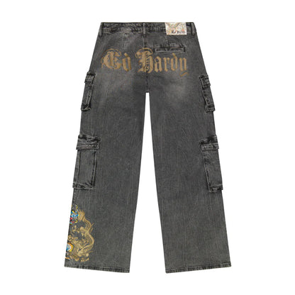 ED HARDY Women Dragon Cargo Jeans