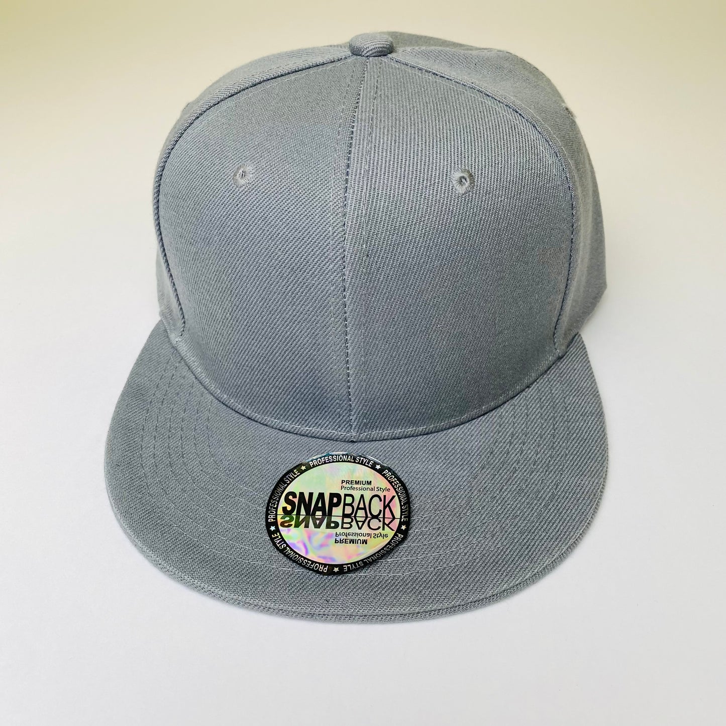 Plain Snapback 5 Panel Hat - Heather Grey