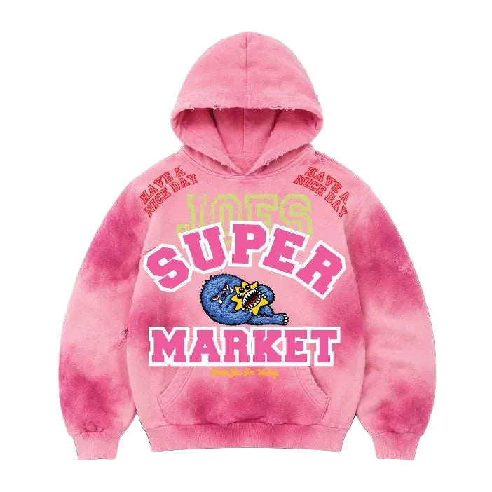 JOE'S SUPERMARKET Pigment-Wash Effect Monster Appliqué Pullover Hoodie