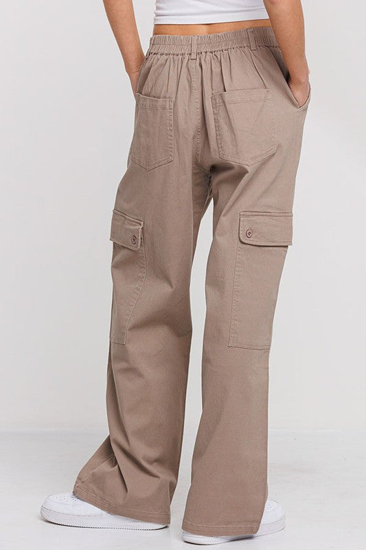 Women's Twill Wide Pants with Pockets