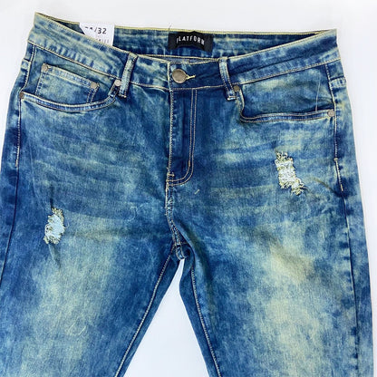 PLATFORM Washed Denim Jeans - Bleach