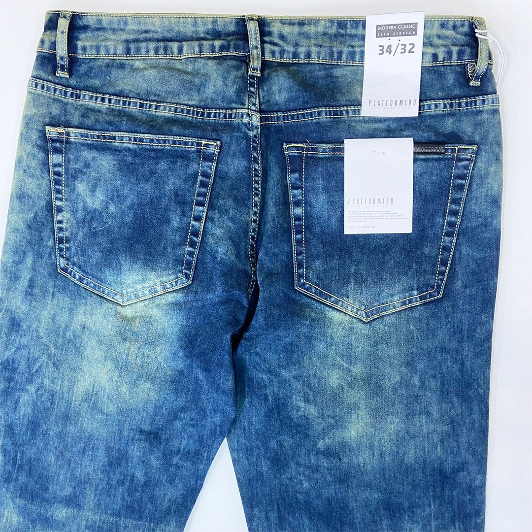 PLATFORM Washed Denim Jeans - Bleach