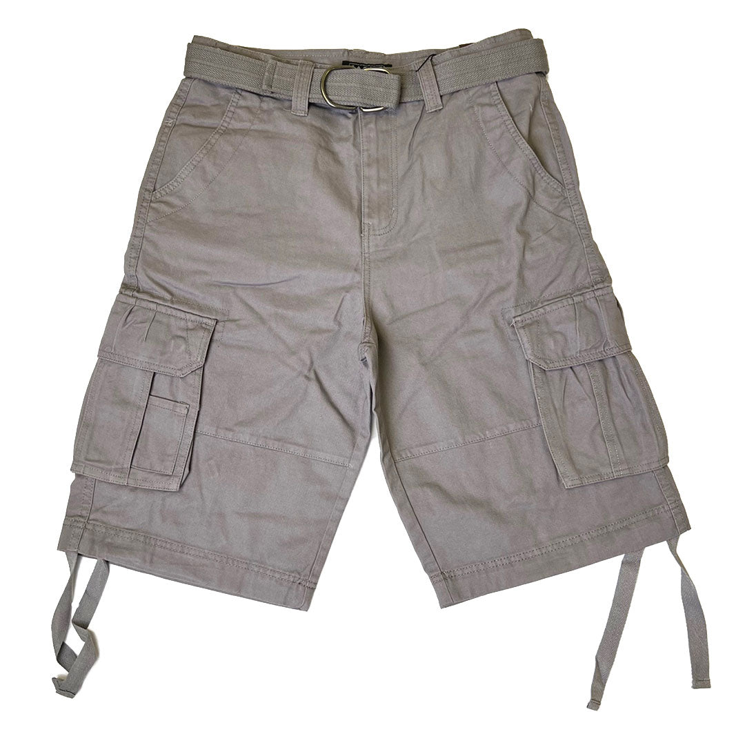 Grey Military Cargo Shorts with Pockets