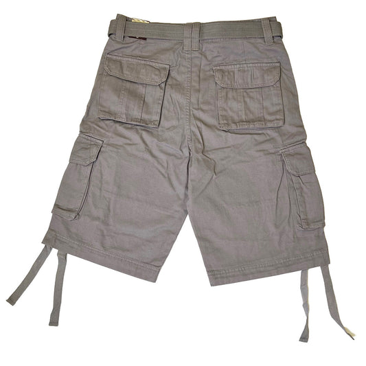 Grey Military Cargo Shorts with Pockets