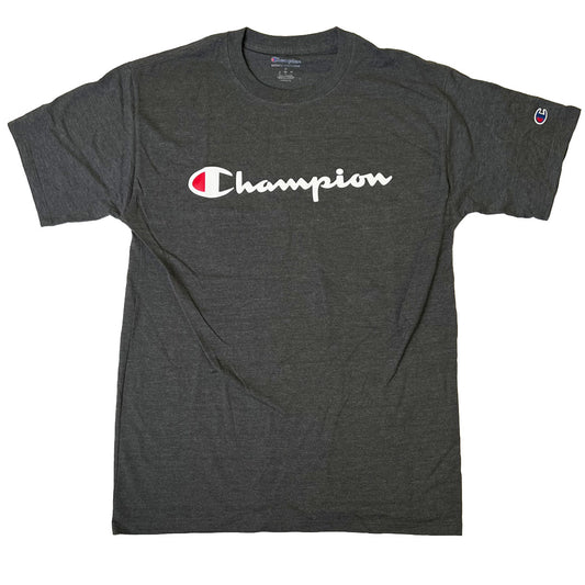 Champion Authentic Script Logo Print Jersey T-Shirt - Charcoal