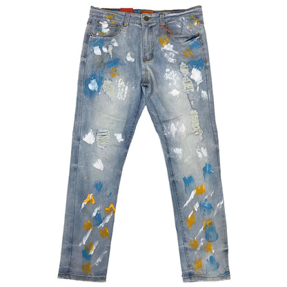 Bleecker&Mercer Distressed Ripped Paint Jeans Pants