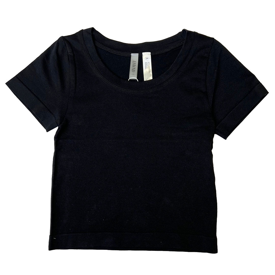 Solid Short Sleeve Crop Top T-Shirt