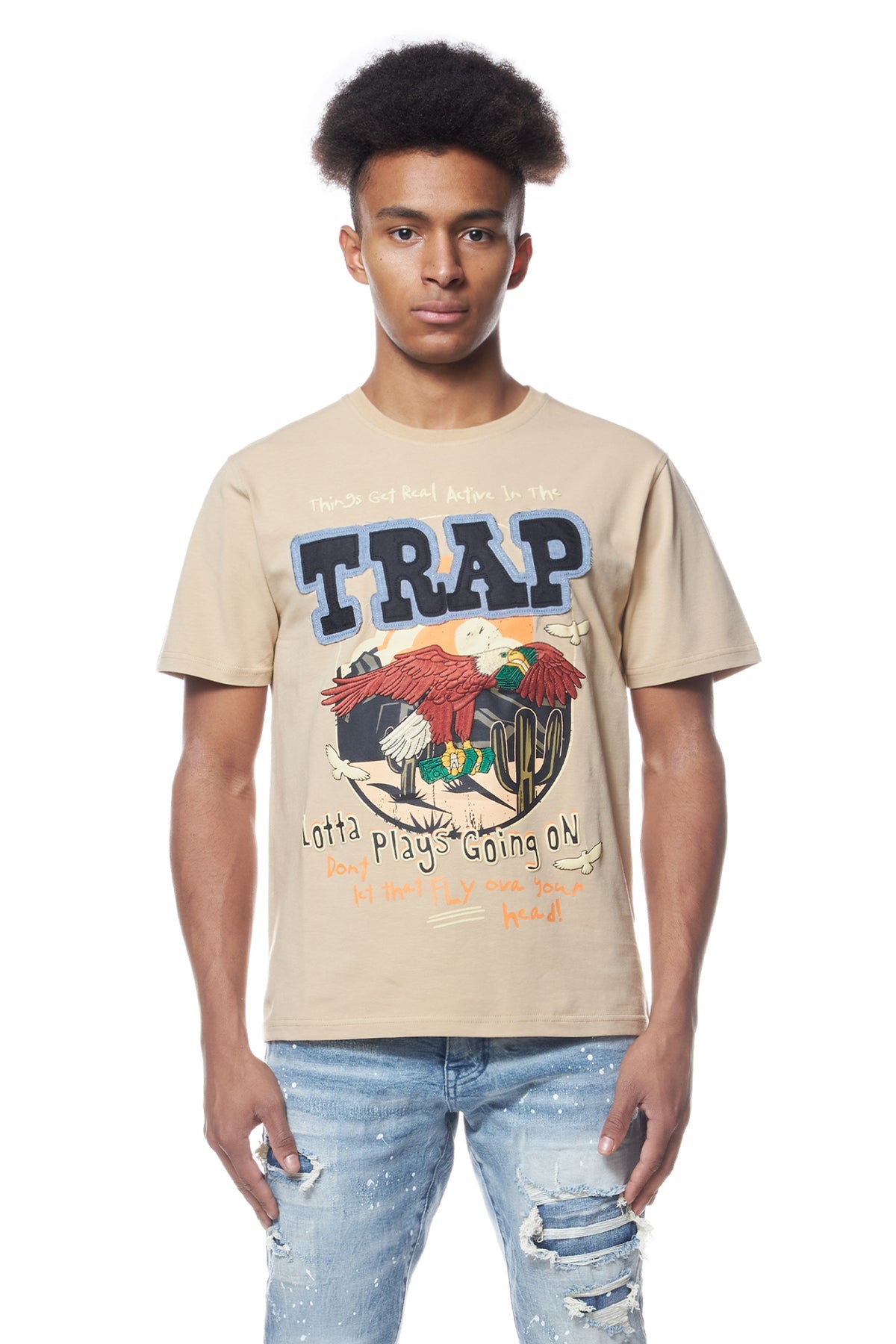 SMOKE RISE Trap Graphic Patch T-Shirt