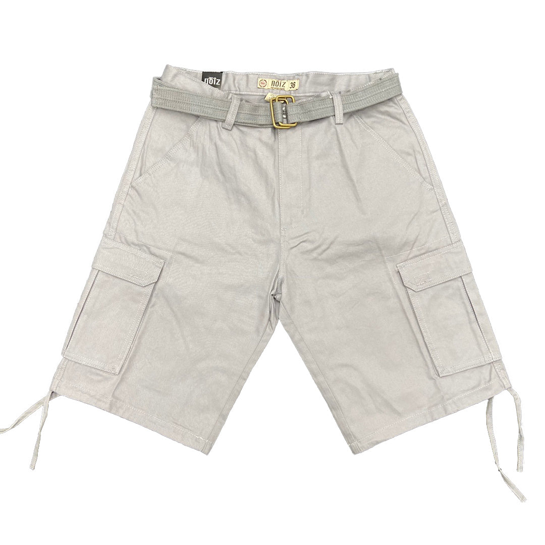 Cargo Shorts with Adjustable Twill Belt Utility Pocket - Grey