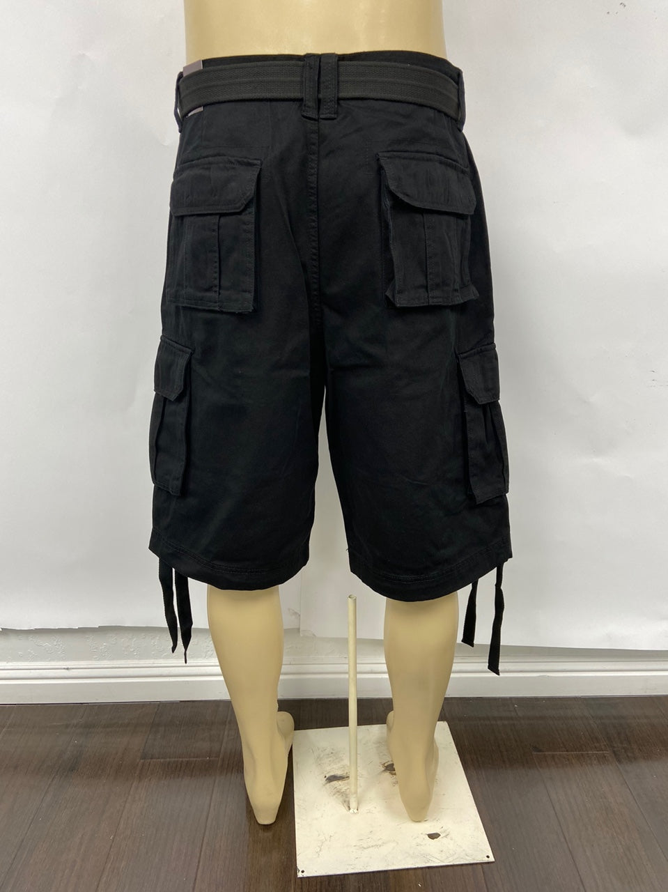 Black Military Cargo Shorts with Pockets