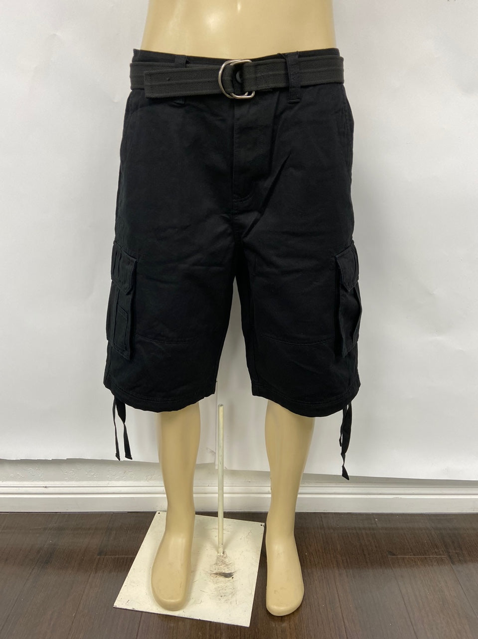 Black Military Cargo Shorts with Pockets