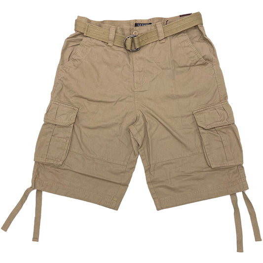 Khaki Military Cargo Shorts with Pockets