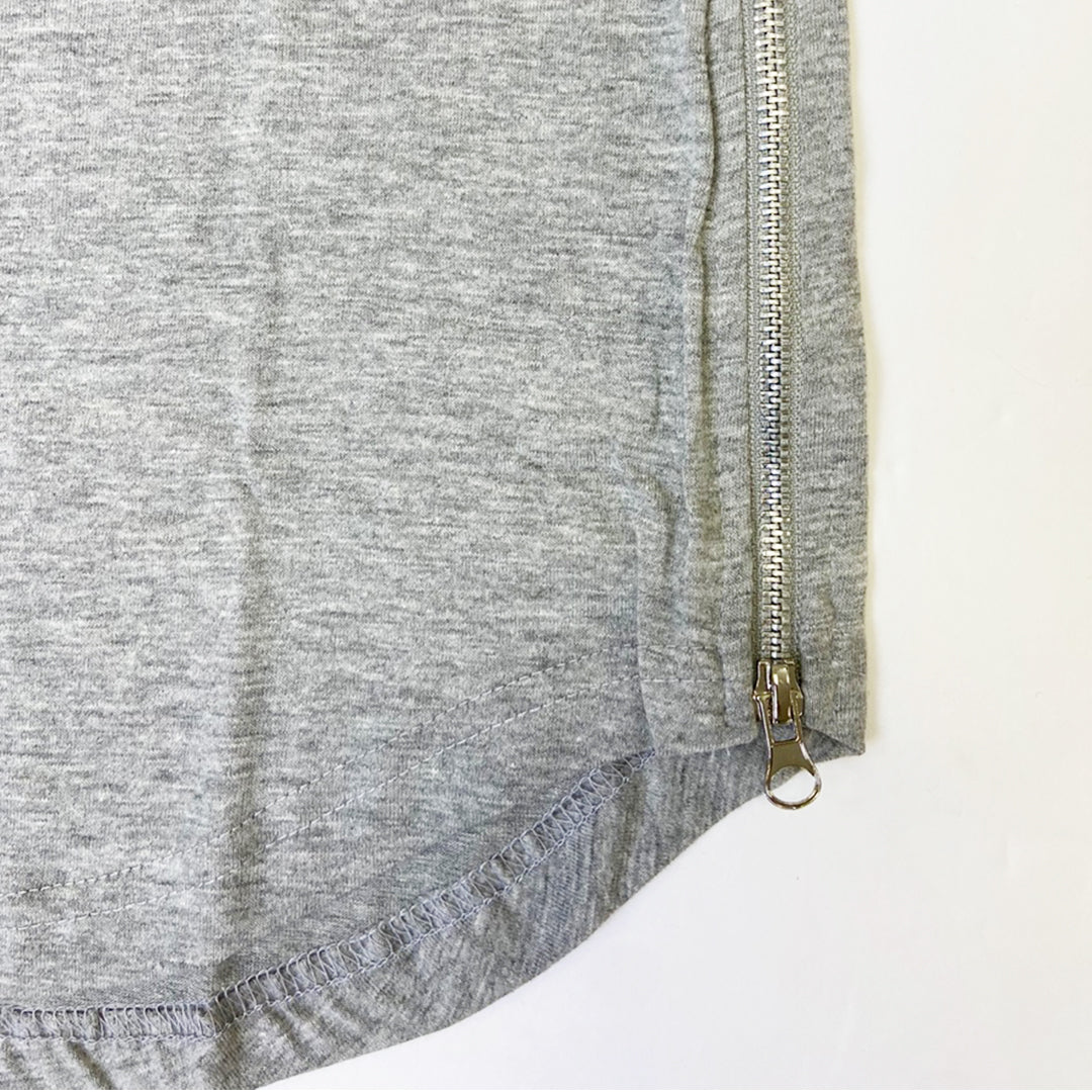 Henry & William Heather Grey Muscle T-Shirt with Side Zippers