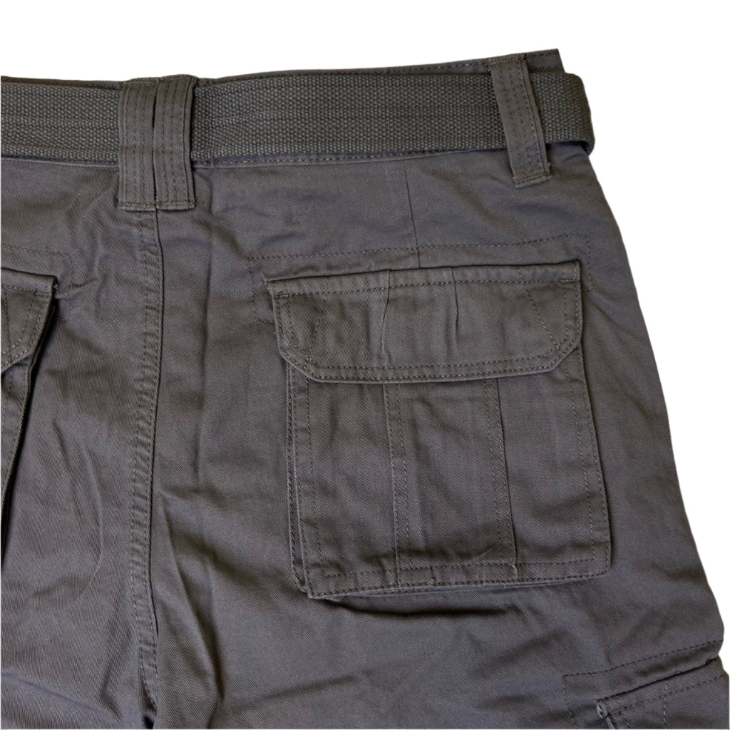 Grey Military Cargo Shorts with Pockets