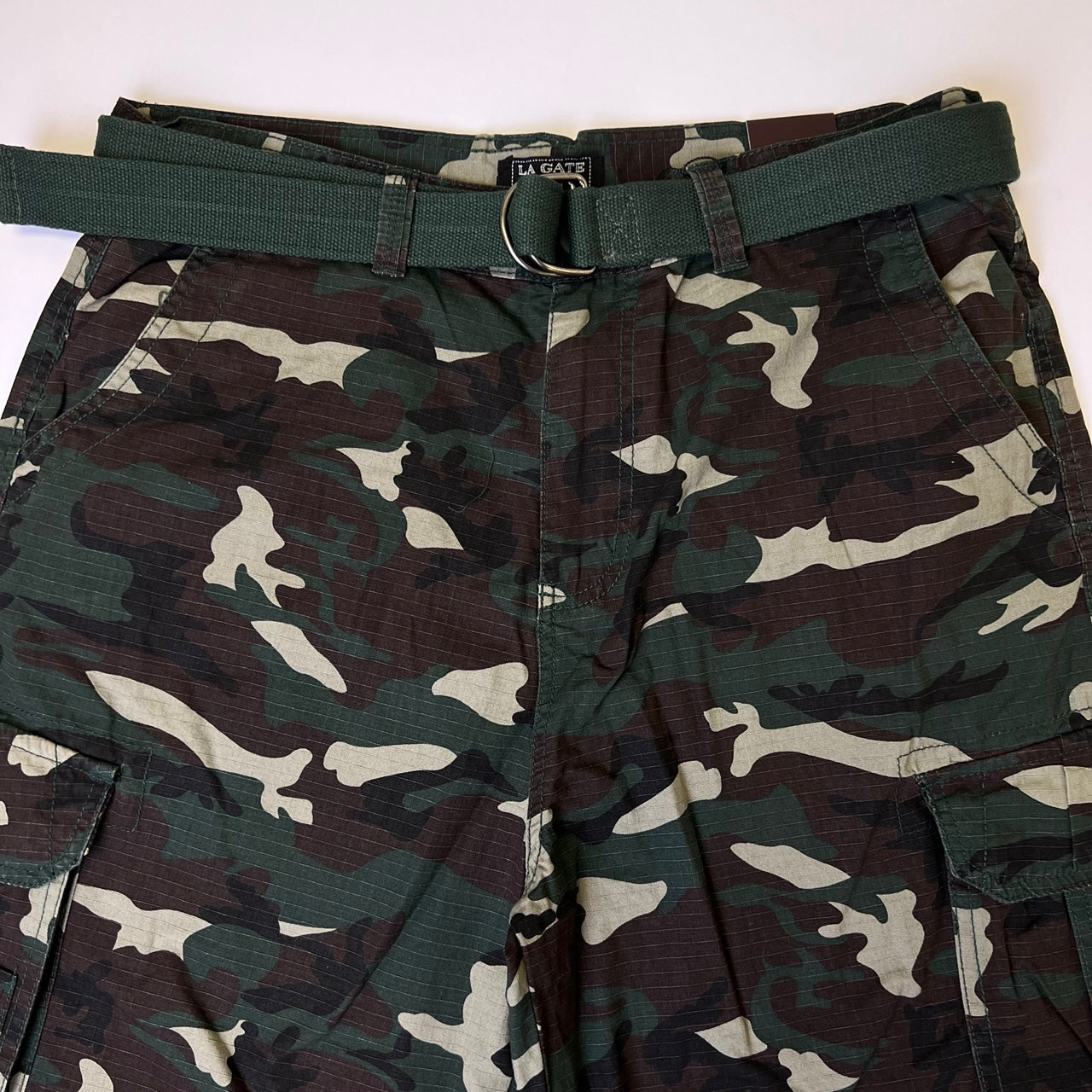 Camo Green Military Cargo Shorts with Pockets
