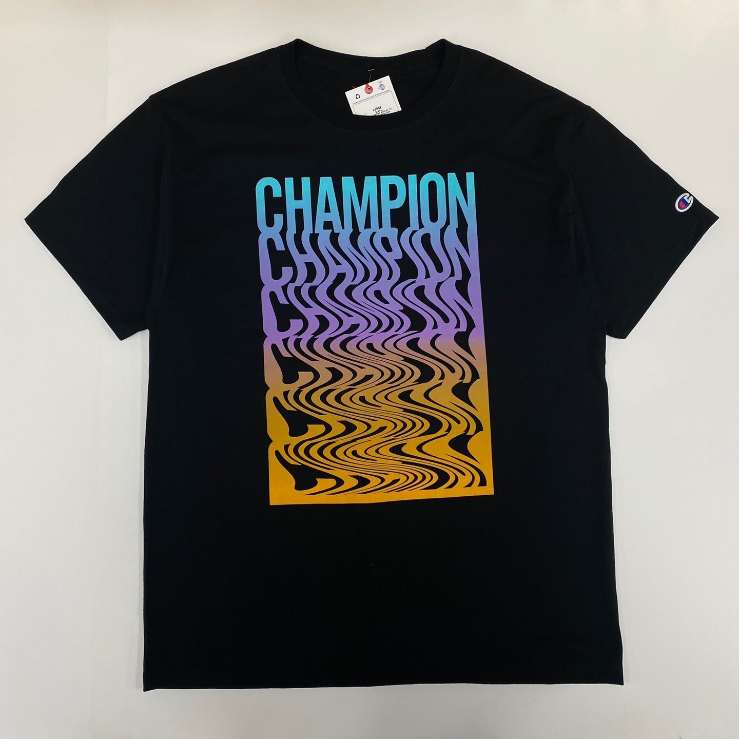 Champion Multi Script Logo Print T-Shirt - BLACK