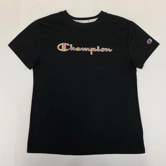 Champion Women's Classic Tee, Brush Stroke Script Logo - BLACK