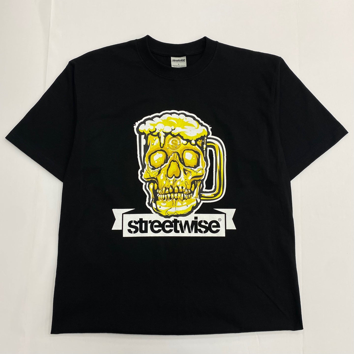 STREETWISE Frosty Skull Beer Graphic T-Shirt - BLACK