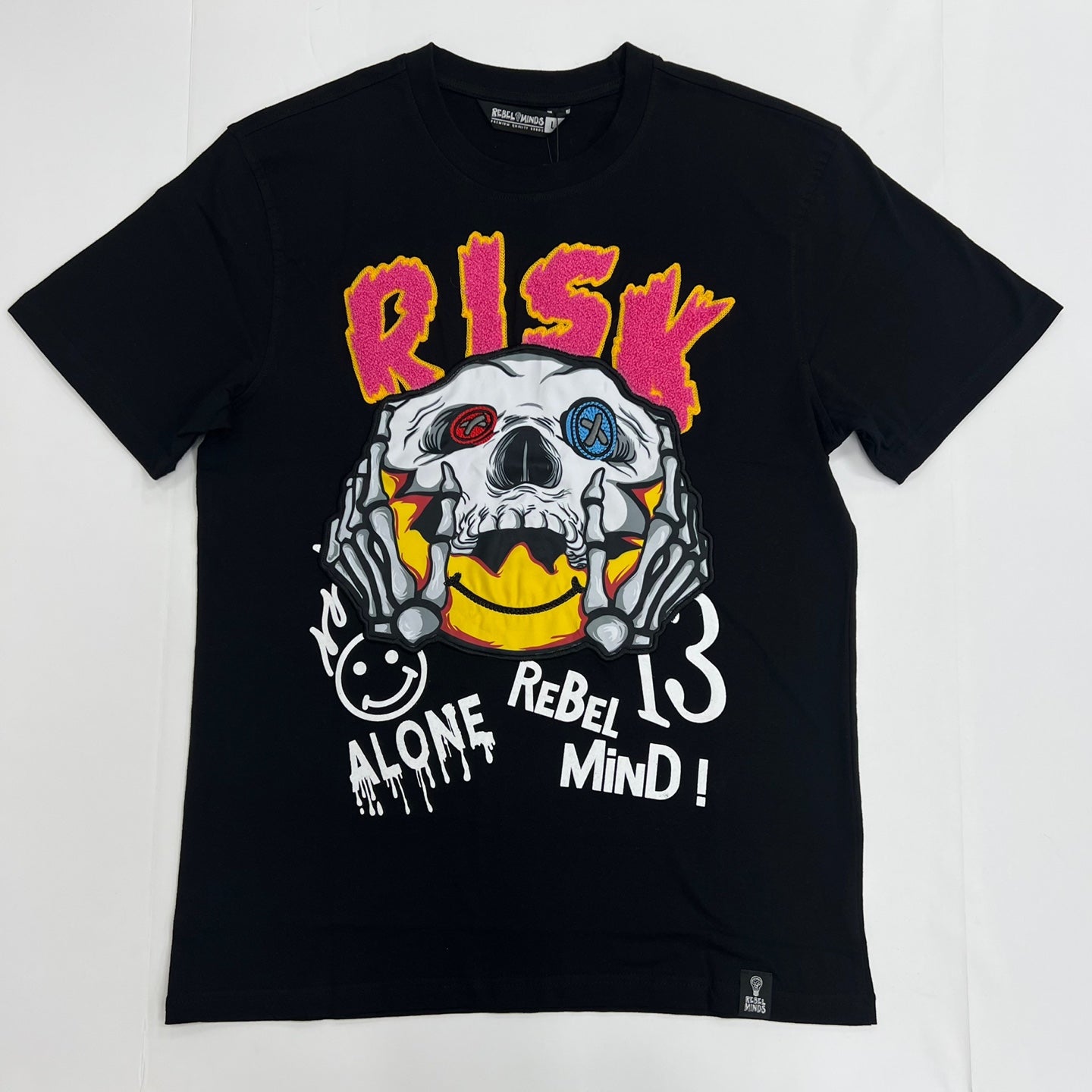 REBEL MINDS Risk Alone Rebel Mind Skull T-Shirt