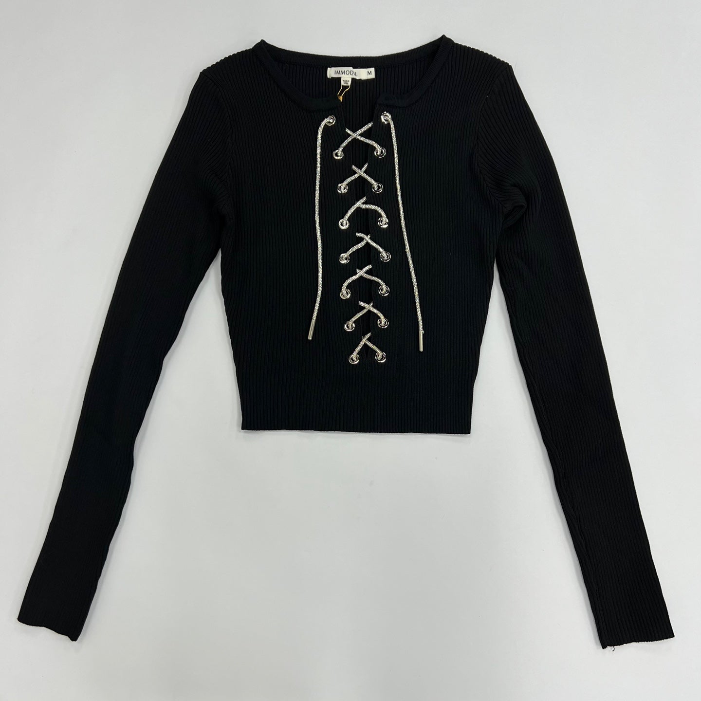 Women's Long Sleeve Sweater Top with Front Tie