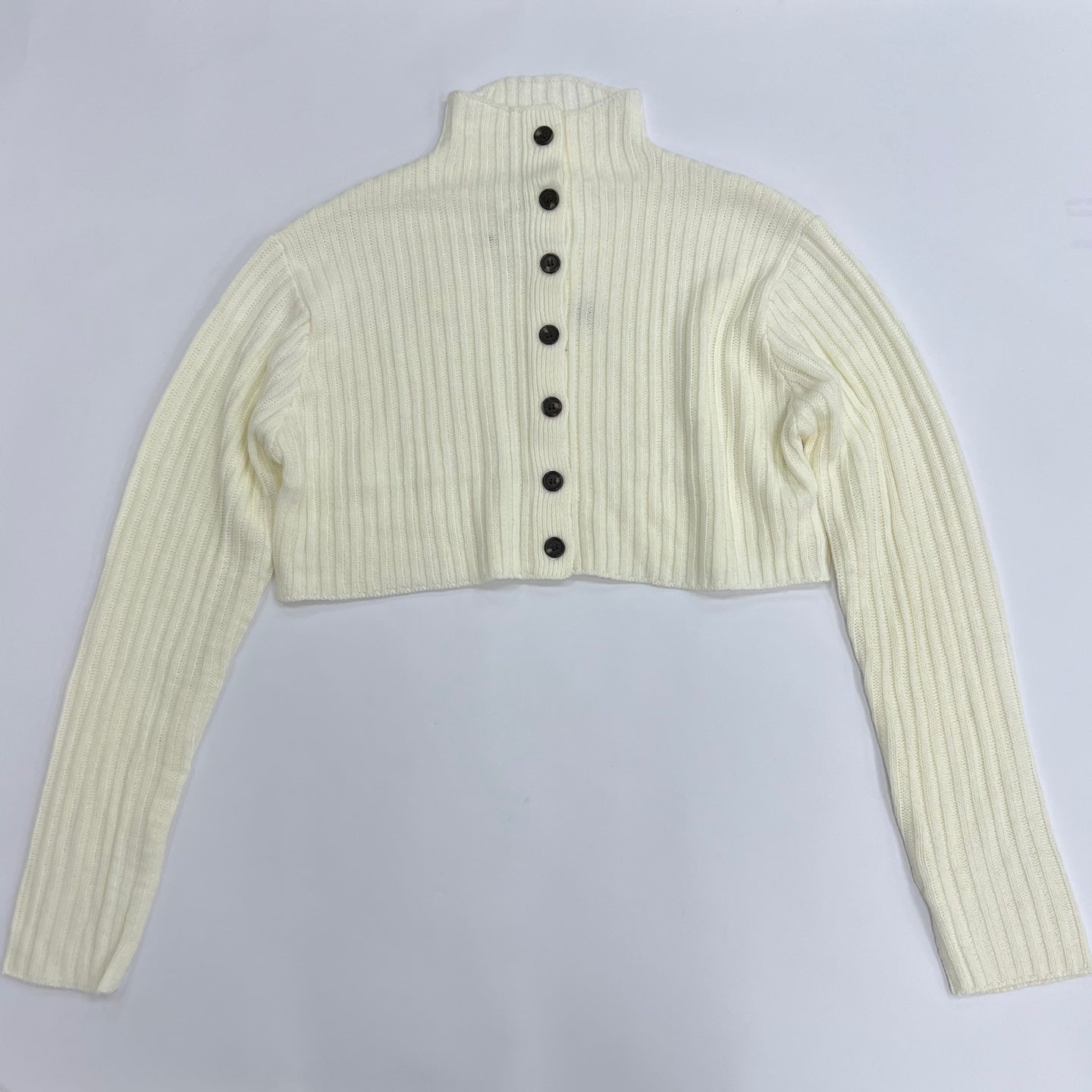 Women Button up Cropped Sweater Top