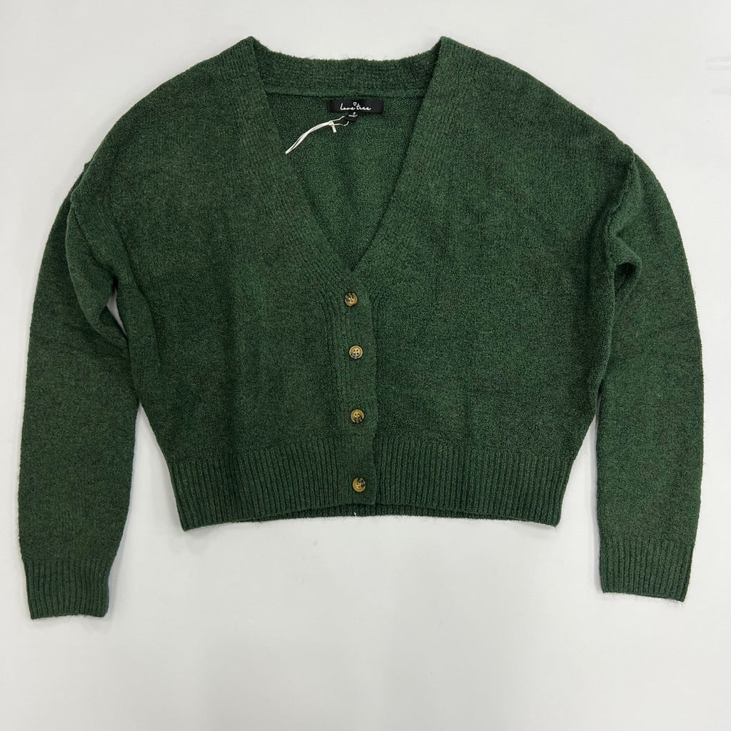 Women's Button Down Napped Yarn Crop Cardigan