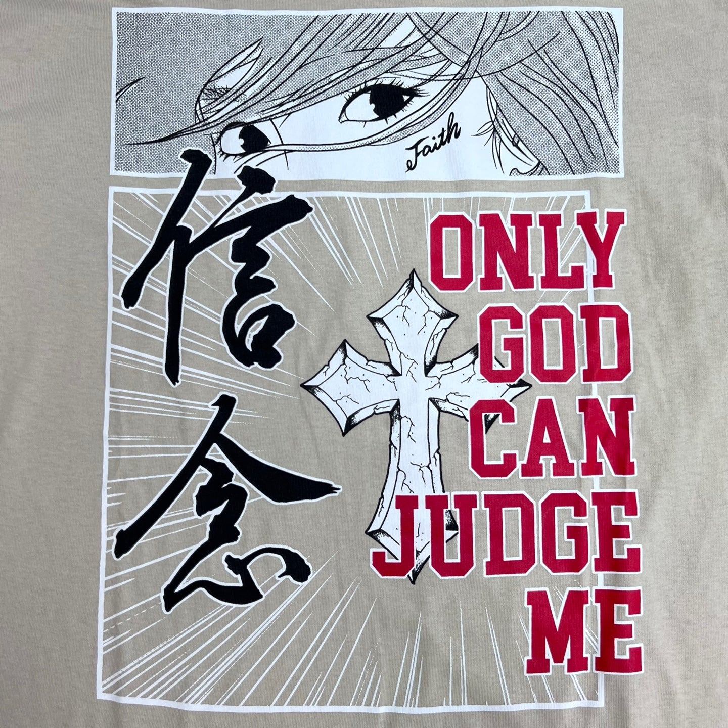 3FORTY Only God Can Judge Me T-Shirt - Cream