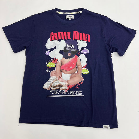 HIGHLY UNDRTD Criminal Minded Graphic T-Shirt - NAVY