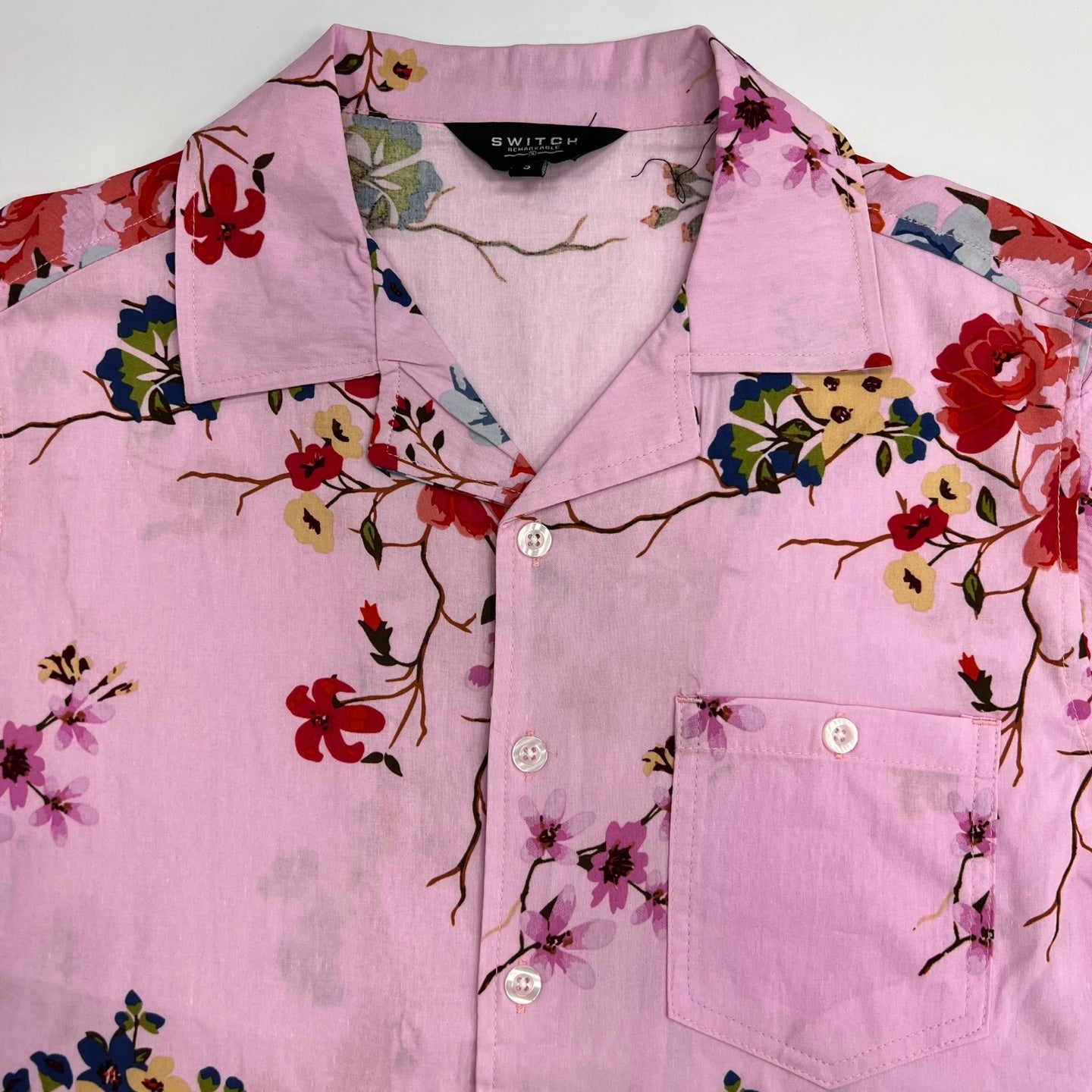 SWTICH Floral Graphic Print Woven Shirts - Pink