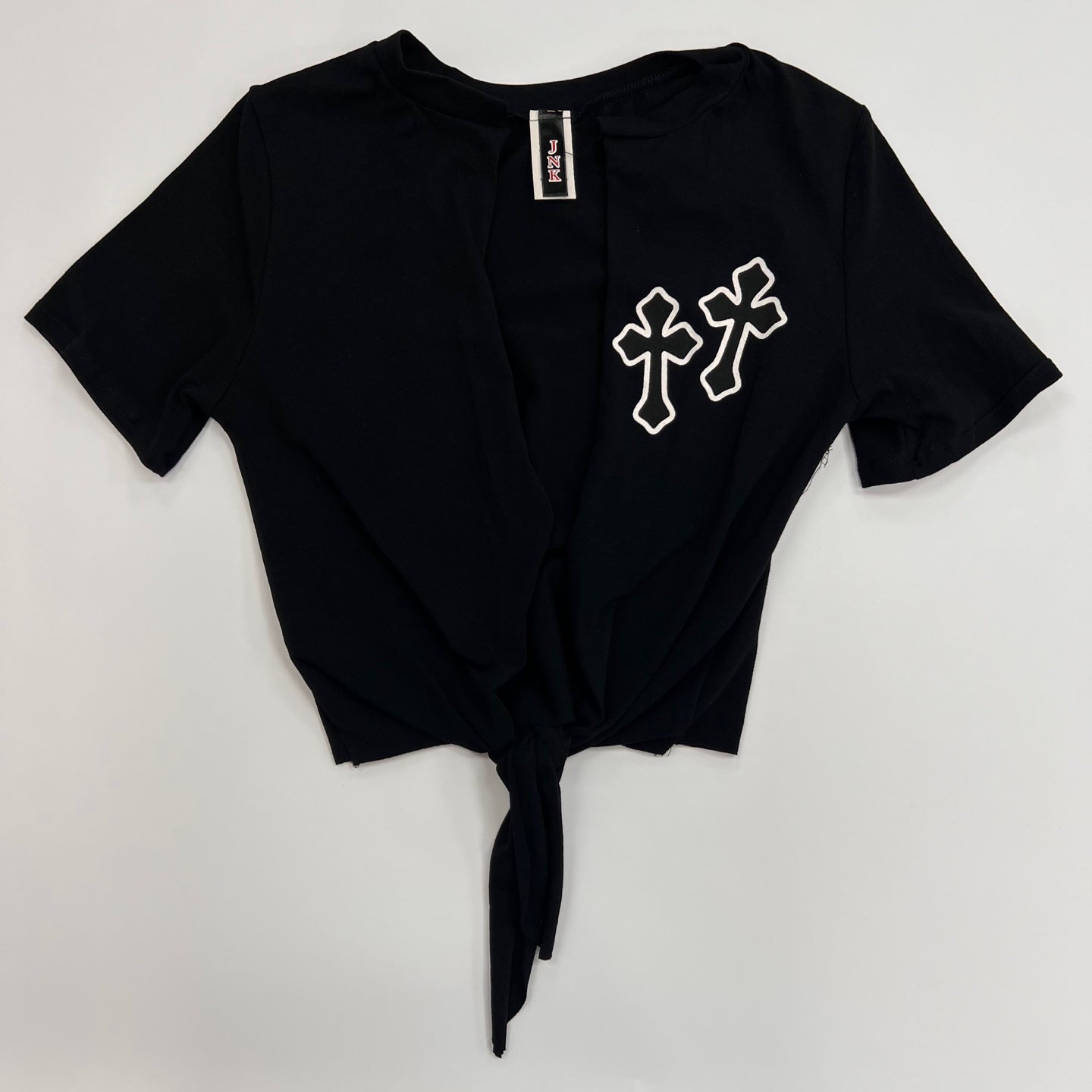 Cross T-Shirt Front K Women\'s Print Knot – Tie MOMO
