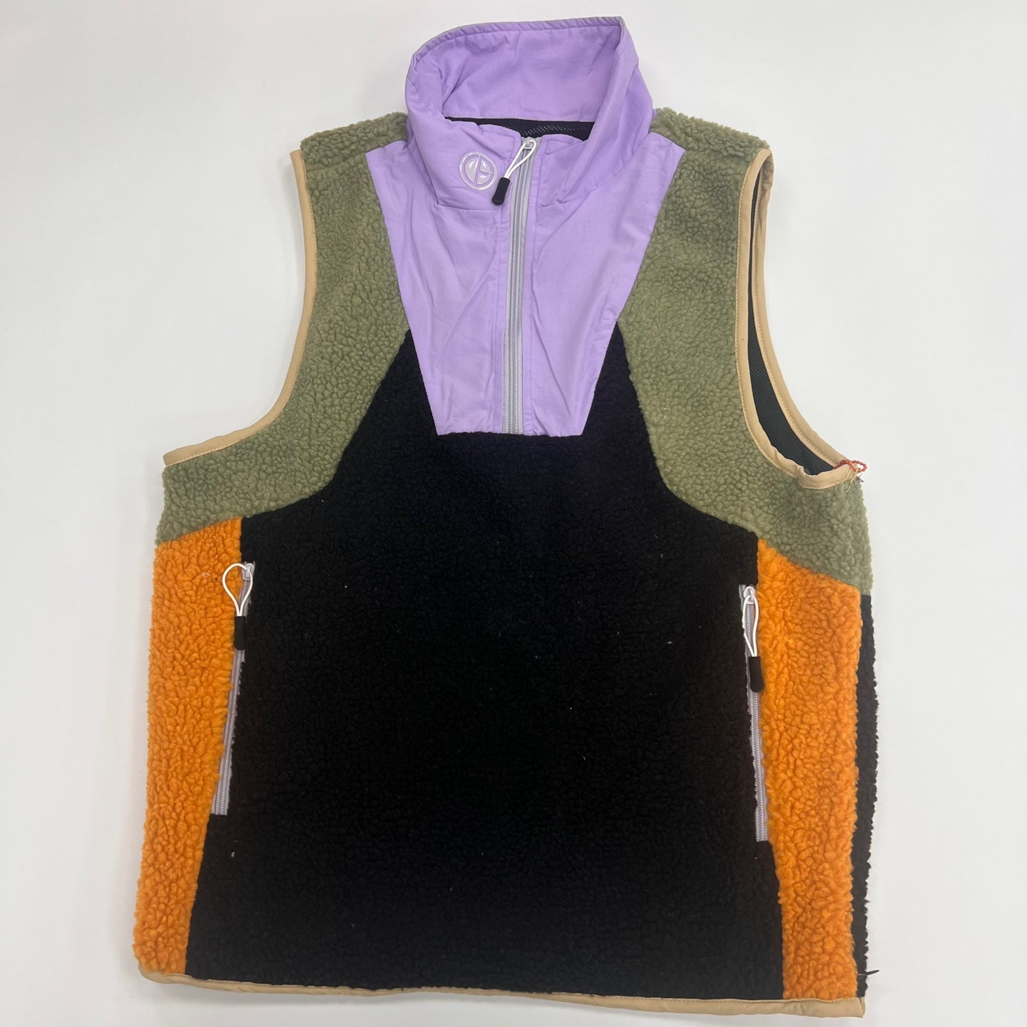 Men's Color Block Sherpa & Nylon Anorak Vest