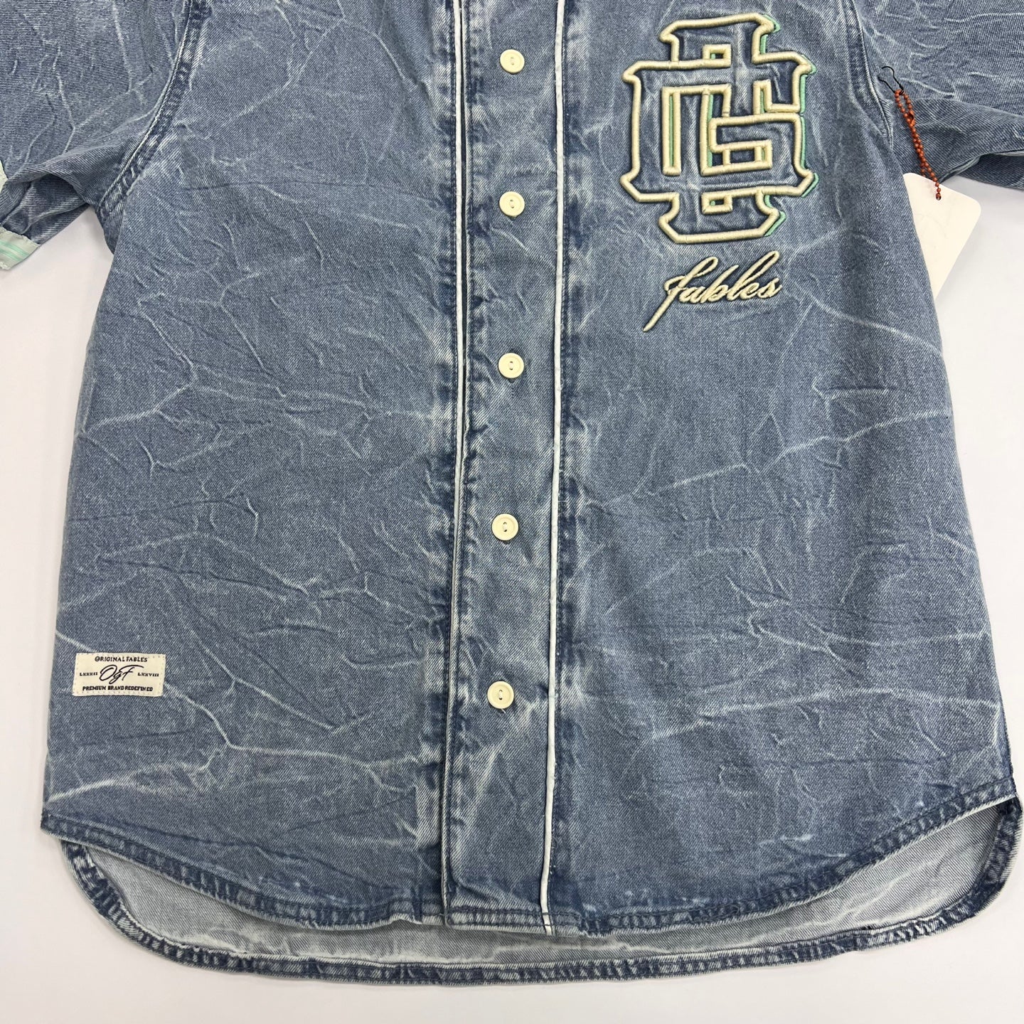 Men's Acid Wash Baseball Henry Jersey T-Shirt - Light Blue