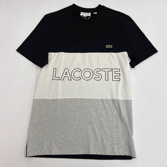 LACOSTE 3D Lettered Colorblock Cotton T-shirt - BLACK/GREY
