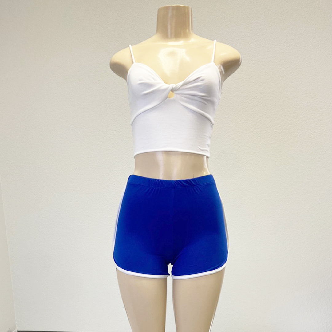  Women Plus Size Retro Dolphin Running Workout Yoga Fitness  Shorts Royal Blue XXL