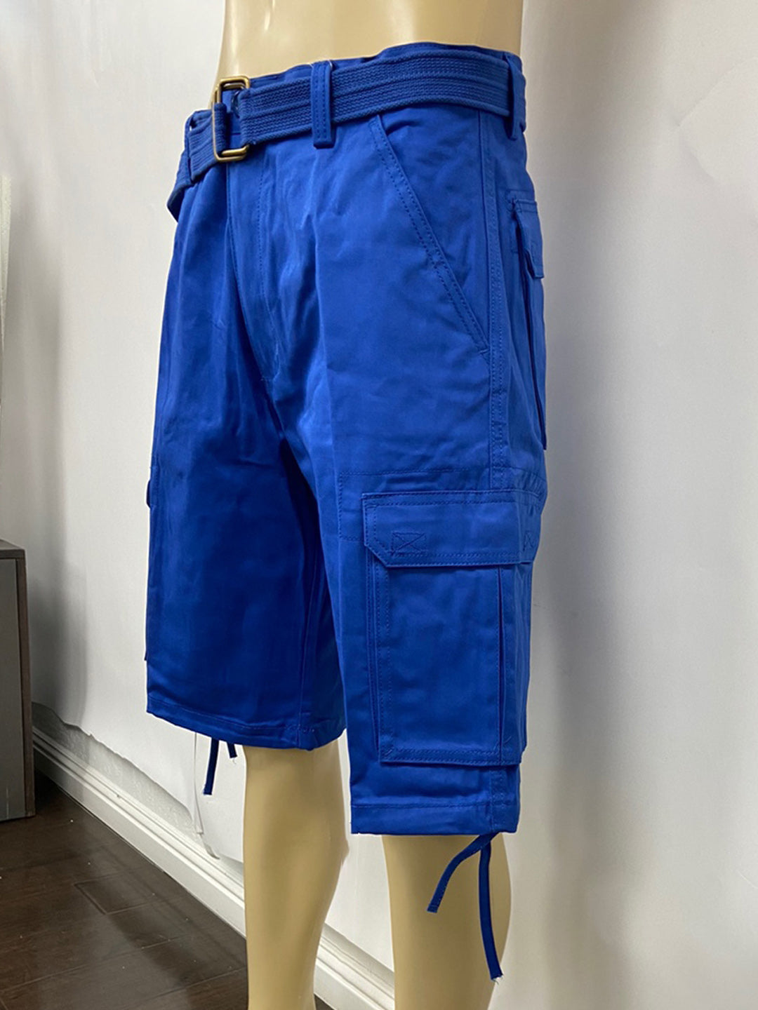 Cargo Shorts with Adjustable Twill Belt Utility Pocket - Royal Blue