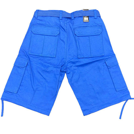 Cargo Shorts with Adjustable Twill Belt Utility Pocket - Royal Blue