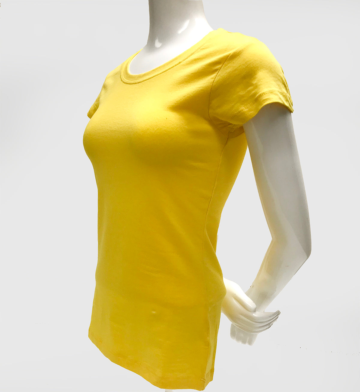 Women's Basic Plain Crew Neck T-Shirt-15 Colors ( Black ~ Yellow)